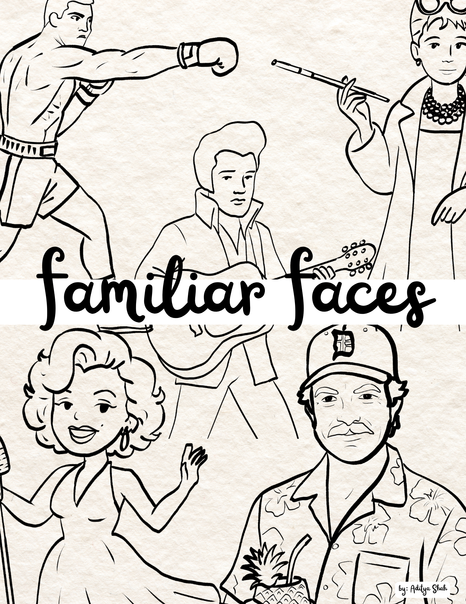 Familiar Faces coloring book cover