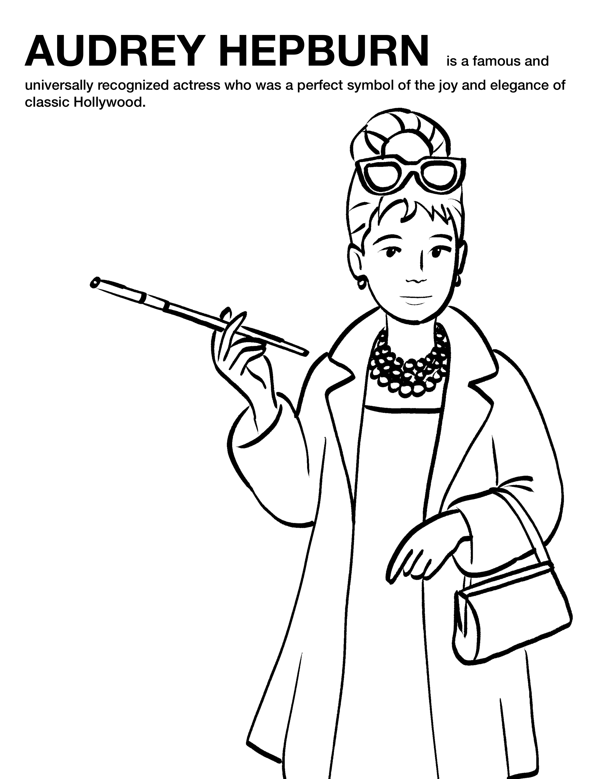 Audrey Hepburn coloring page